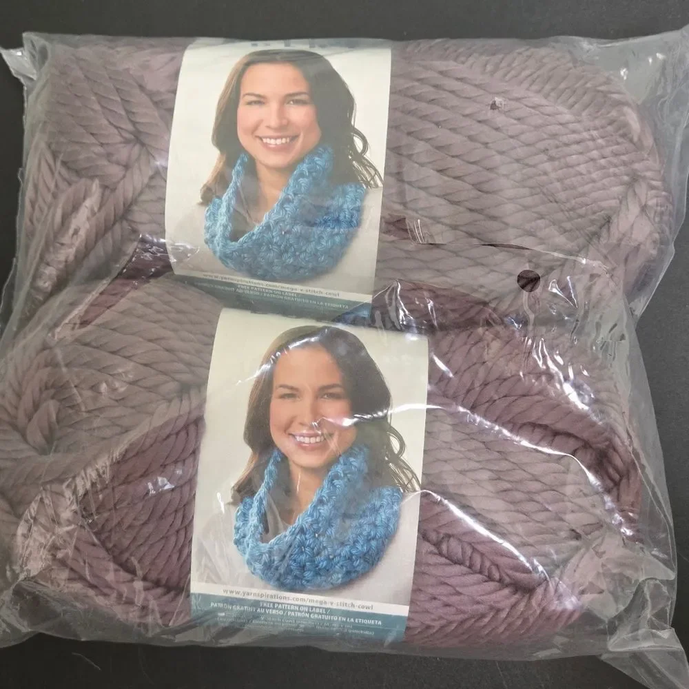 2 NEW BERNAT MEGA BULKY YARN PURPLE LARGER 10.5 OZ SKEINS